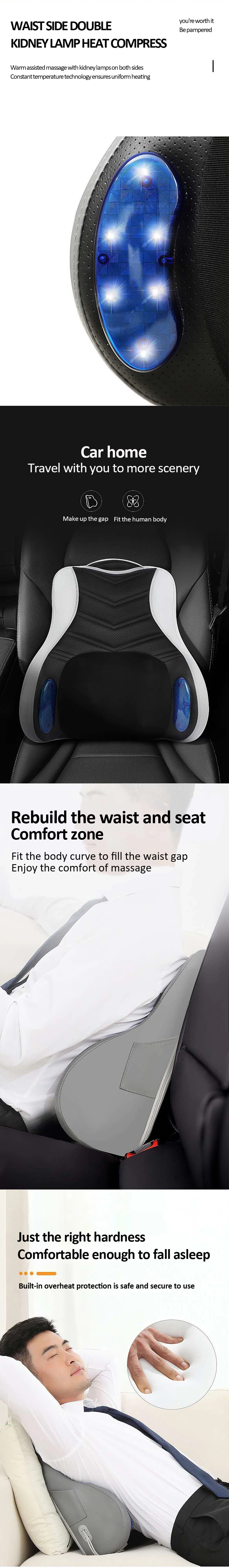 Portable Home Use Body Care Electric 3D Kneading Shiatsu Back Waist Vibration Ergonomic Massage Cushion